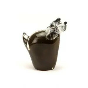 Glazen Memory-line Hond bruin staand | er-U07Bs
