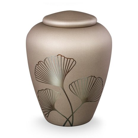 Glazen urn Boheems kristal  Gingko champagne | ds-GU103 GINGKO