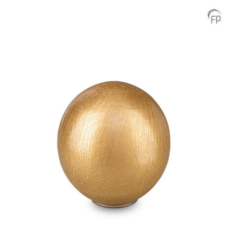 Glazen urn Boheems kristal  bol goudkleurig | ds-GU081