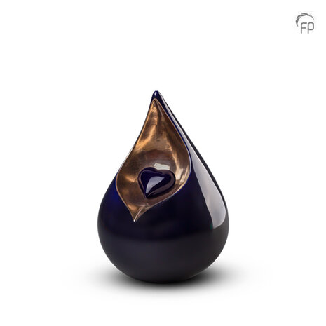 Keramische kunst urn Celest kobaltblauw met goudkleur Small | fp-FPU 001 S