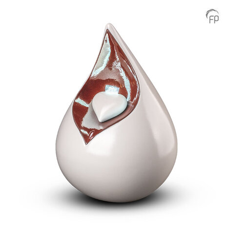 Keramische kunst urn Celest wit met bruinrood | fp-FPU 002