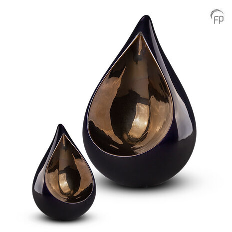 Keramische kunst urn Celest Kobaltblauw en goudkleur Small | fp-FPU 005 S