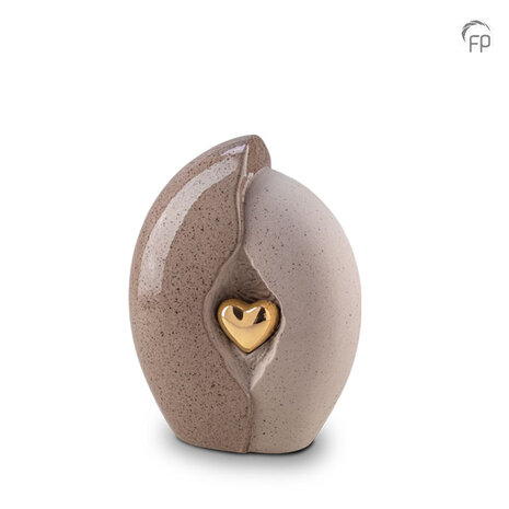 Keramische urn Mastaba bruin met hartje Medium | fp-KU 002 M