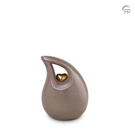 Keramische urn Mastaba bruin met hartje Small | fp-KU 006 S