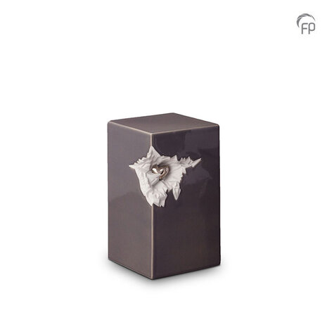 Keramische urn Mastaba antraciet met hartje Medium | fp-KU 015 M