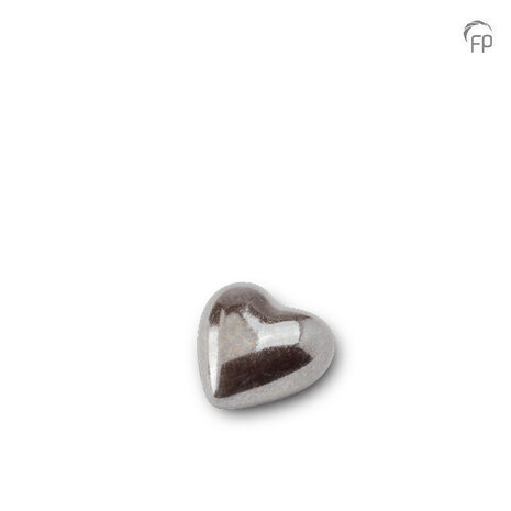 Keramische urn Mastaba glans zilvergrijs model hart Keepsake | fp-KU 053 K