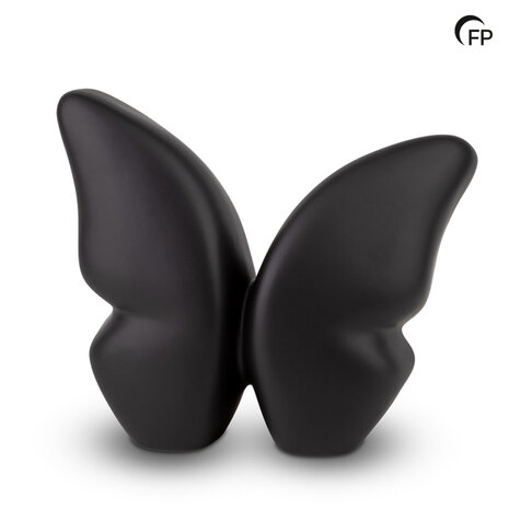 Keramische urn Mastaba vlinder mat zwart Butterfly | fp-KU 071