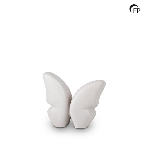 Keramische urn Mastaba vlinder mat wit Butterfly keepsake | fp-KU 072 K