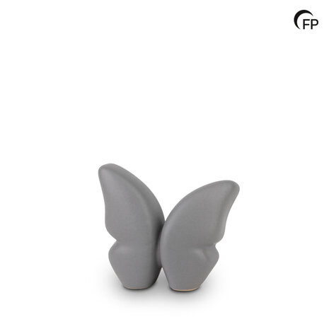 Keramische urn Mastaba vlinder mat lichtgrijs Butterfly keepsake | fp-KU 073 K