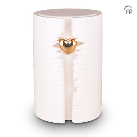 Keramische urn Mastaba wit met hartje en led verlichting | fp-KU 101 L