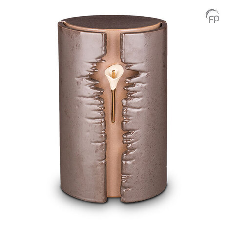 Keramische urn Mastaba bruin met hartje en led verlichting | fp-KU 103 L