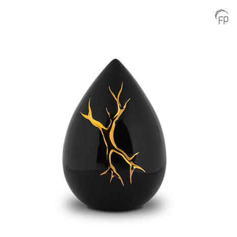 Keramische urn Kintsugi glans zwart medium | fp-KU 198 M