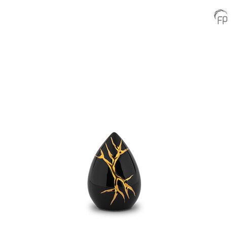 Keramische urn Kintsugi glans zwart keepsake | fp-KU 198 K