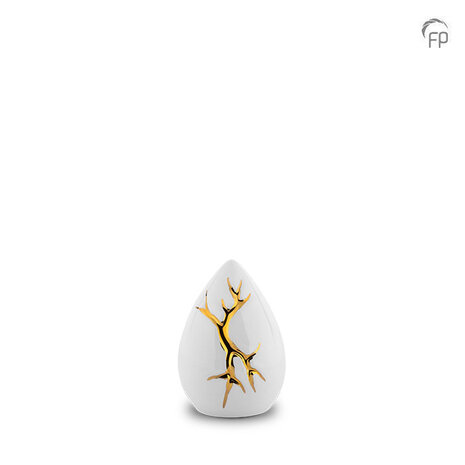 Keramische urn Kintsugi glans wit keepsake | fp-KU 199 K