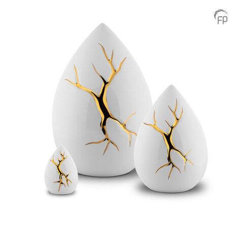 Keramische urn Kintsugi glans wit keepsake | fp-KU 199 K