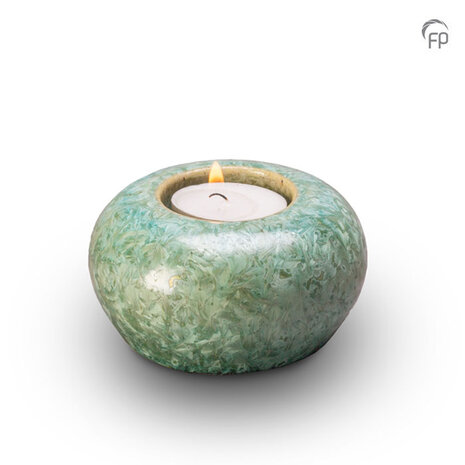 Keramische urn Pottery Bonny smaragdgroen met kaarsenhouder keepsake | fp-KU 301 K