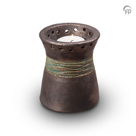 Keramische urn Pottery Bonny metallic en jade groen met kaarsenhouder keepsake | fp-KU 304 K