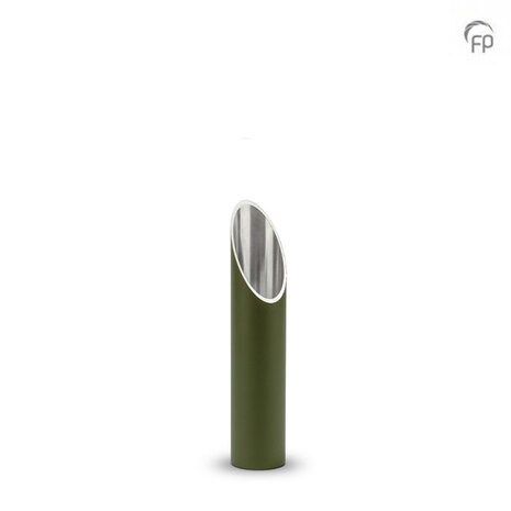 Stijlvolle aluminium design urn met waxinehouder olijfgroen groot  | fp-CGS 006 L