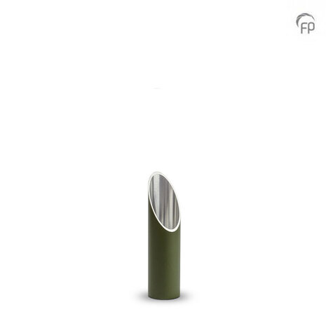 Stijlvolle aluminium design urn met waxinehouder olijfgroen medium | fp-CGS 006 M