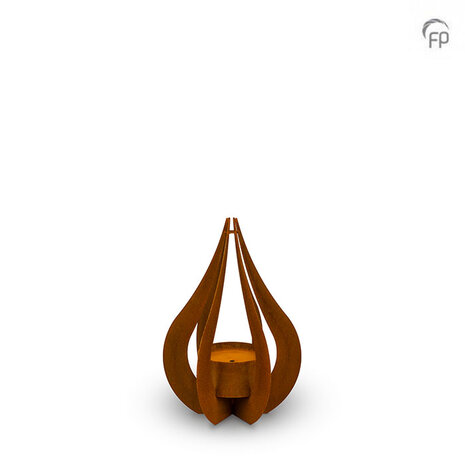 Tijdloze Cortenstalen urn model Teardrop voor tuin of terras roestbruin klein | fp-CST 001 S