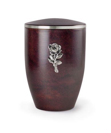 Klassieke metalen sierurn Edition Melina Palissanderhoutlook met roos  | vo-372643
