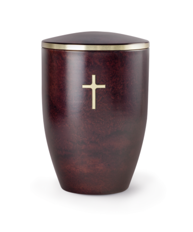 Klassieke metalen sierurn Edition Melina Palissanderhoutlook met kruis  | vo-372667