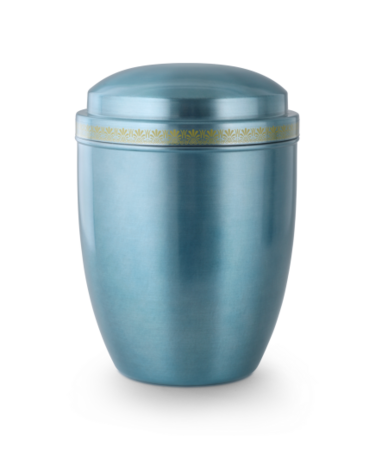Klassieke metalen sierurn glanzend hemelblauw | vo-749b