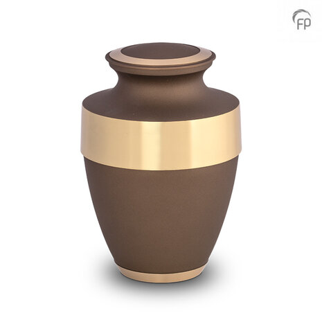 Metalen urn klassiek model in terrabruin met goudkleur | fp-HU 107