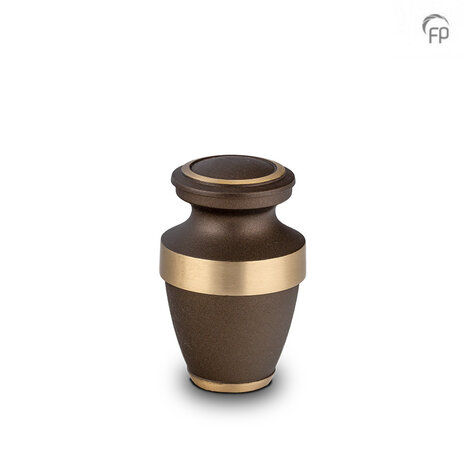 Metalen urn klassiek model in terrabruin met goudkleur keepsake | fp-HU 107 K