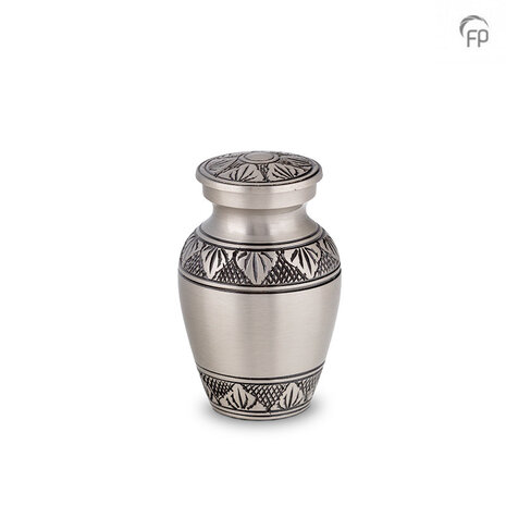 Metalen urn klassiek model in zilverkleur en zwart keepsake | fp-HU 128 K