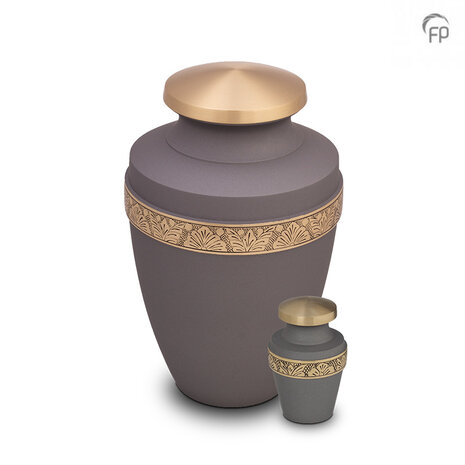 Metalen urn klassiek model in leigrijs en goudkleur keepsake | fp-HU 175 K