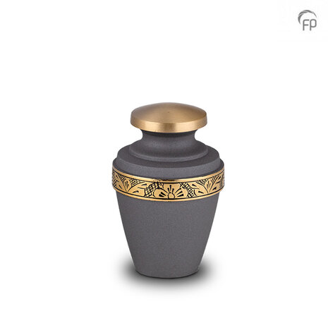 Metalen urn klassiek model in leigrijs en goudkleur keepsake | fp-HU 175 K