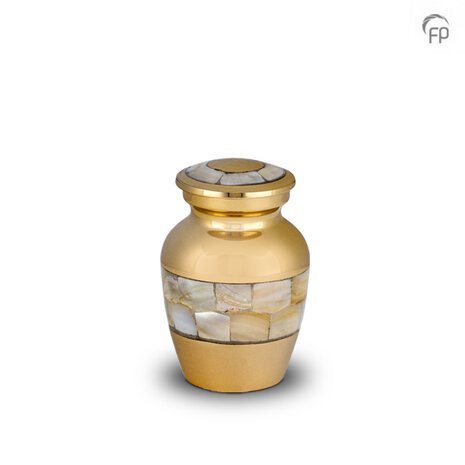 Metalen urn klassiek model in goudkleur en parelmoer keepsake | fp-HU 184 K