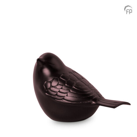 Metalen urn mini model zang vogel bronskleur keepsake | fp-HU 765 K