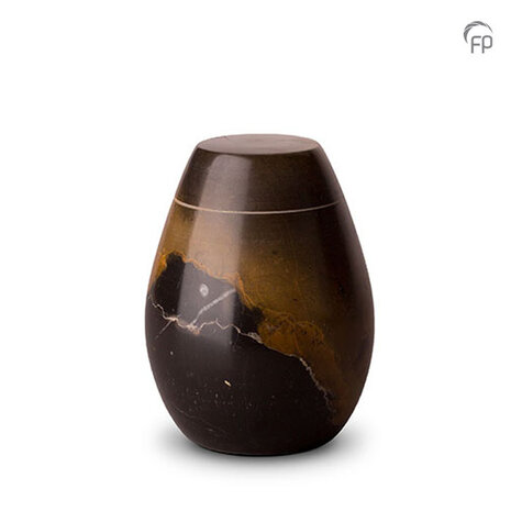 Tijdloze natuurstenen urn met karakter in zwart met bruin keepsake | fp-SU 2980 K