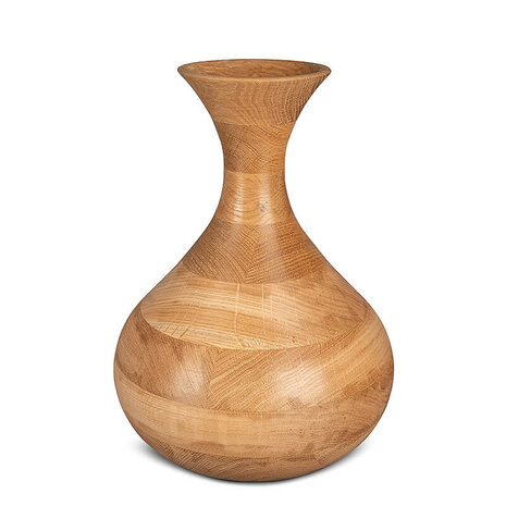 Handgemaakte houten urn vaasmodel licht | mk-Vase Eikenhout