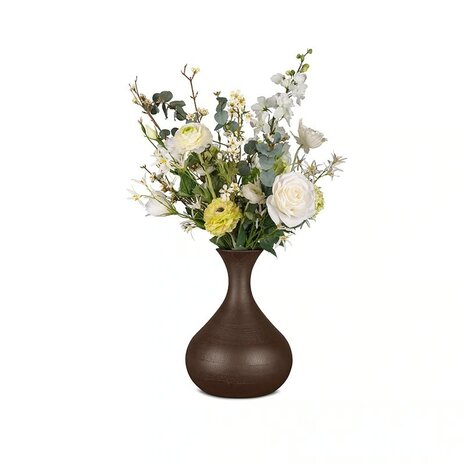 Handgemaakte houten urn vaasmodel donkerbruin | mk-Vase Eikenhout donkerbruin