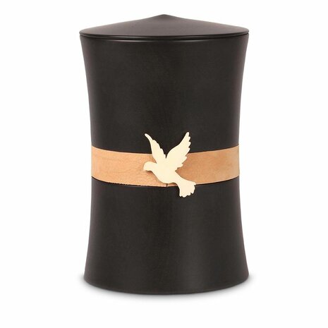 Urn van elshout donker met leren band en duif | wd-UR002