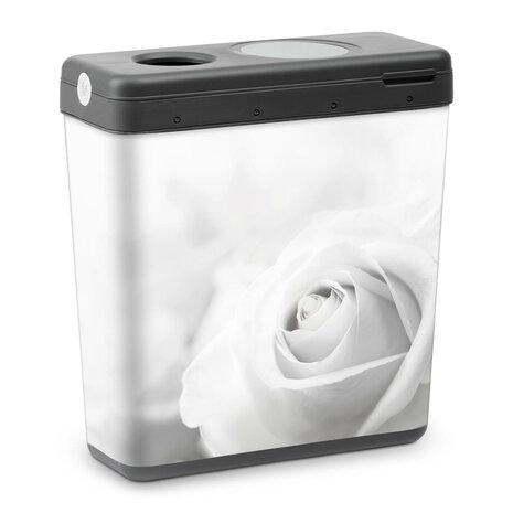 Strooiurn Cinisafe met een witte roos | hp-cini roos