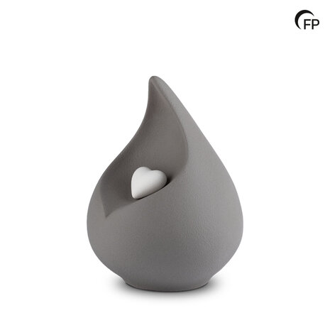 Porseleinen medium urn Celest donkergrijs met hartje | fp-FPU 046 M