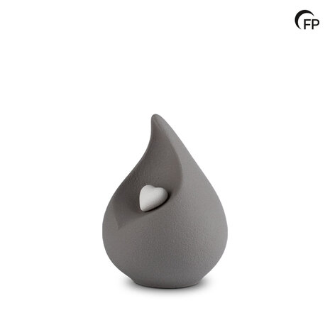 Porseleinen mini urn Celest donkergrijs met hartje | fp-FPU 046 S