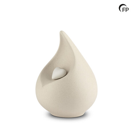 Porseleinen medium urn Celest licht beige met hartje | fp-FPU 047 M