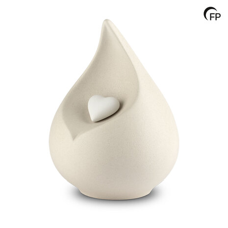 Porseleinen urn Celest licht beige met hartje | fp-FPU 047