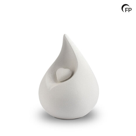 Biologische medium urn Celest model traan met hartje wit | fp-FPU 025 M