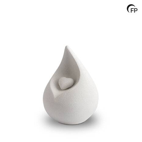 Biologische mini urn Celest model traan met hartje wit | fp-FPU 025 S