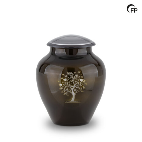 Glazen urn Memory Crystal met levensboom groen | fp-GU 085