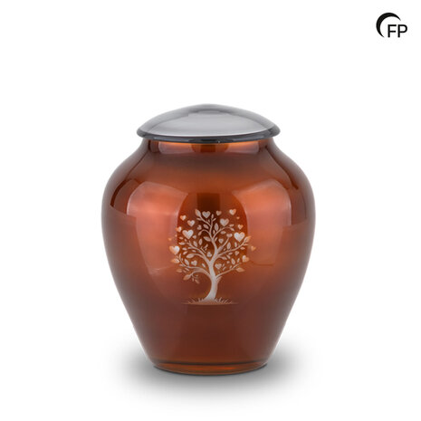 Glazen urn Memory Crystal met levensboom terracotta | fp-GU 087