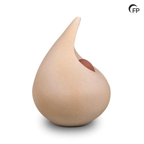 Biologische urn Celest model traan met hartje zandkleur | fp-FPU 021