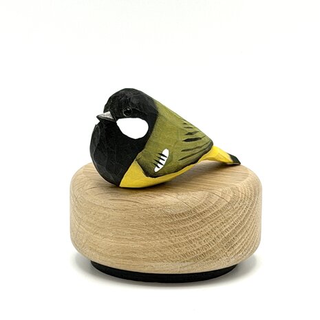 Houten mini urn vergeet me nietje met koolmees | hu-DHU A 122