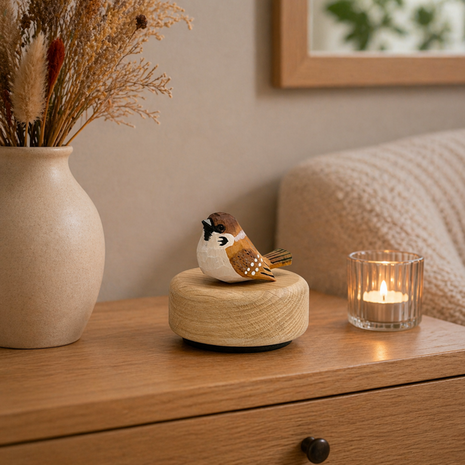 Houten mini urn vergeet me nietje met mus | hu-DHU A 123